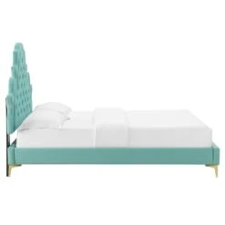Other King Bed In Mint Velvet W/ Button Tufting Finish 19 Other King Bed In Mint Velvet W/ Button Tufting Finish -Othe Furniture Shop 1500 1500 frame 0 8172