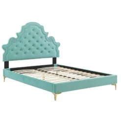 Other King Bed In Mint Velvet W/ Button Tufting Finish 22 Other King Bed In Mint Velvet W/ Button Tufting Finish -Othe Furniture Shop 1500 1500 frame 0 8175