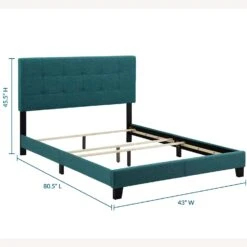 Other Twin Bed In Teal Fabric Wit Wood Bed Frame Finish -Othe Furniture Shop 1500 1500 frame 0 8290