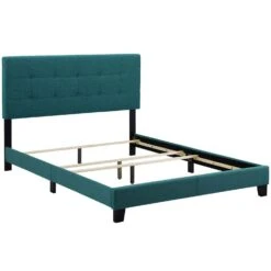 Other Twin Bed In Teal Fabric Wit Wood Bed Frame Finish -Othe Furniture Shop 1500 1500 frame 0 8297