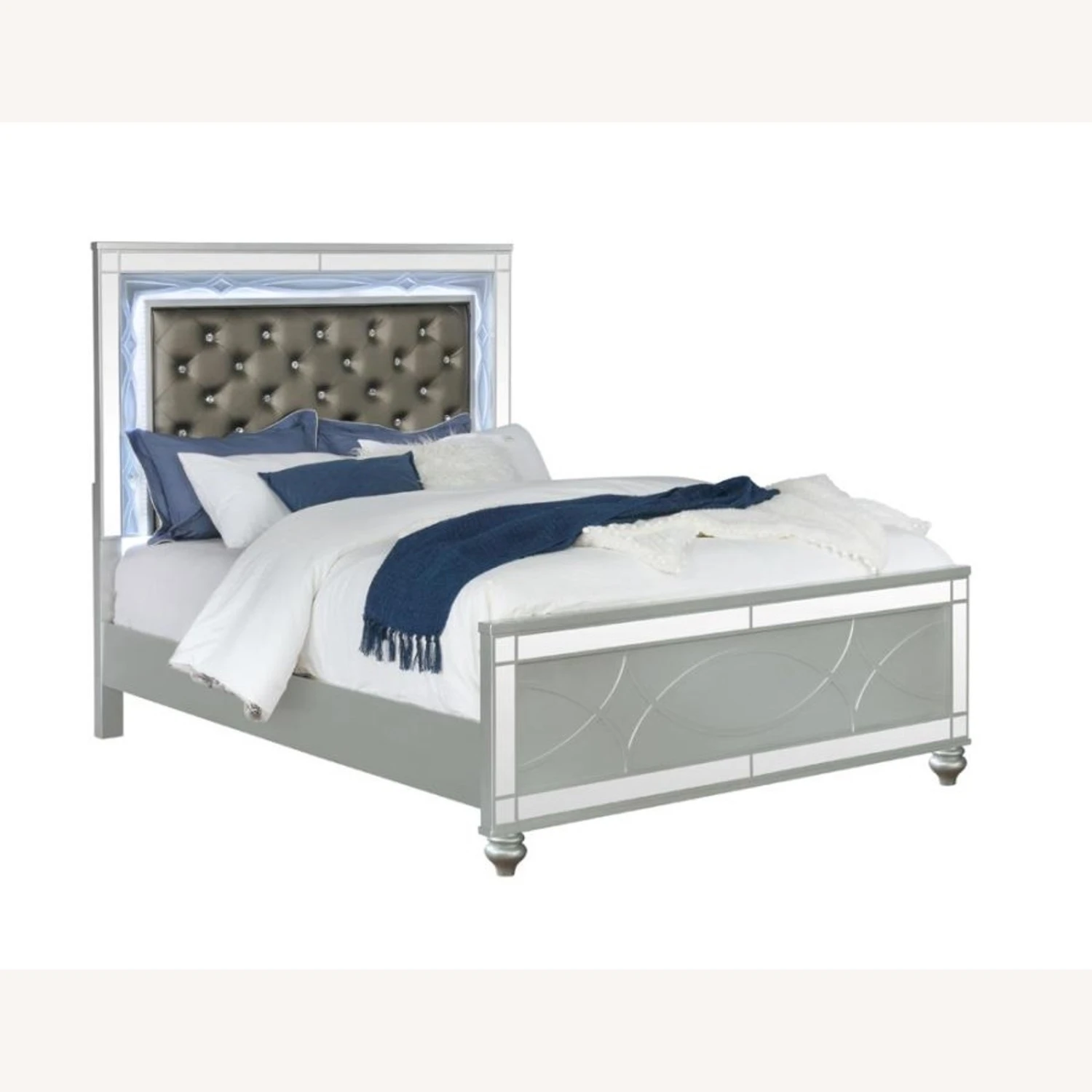 Other King Bed In Silver Metal & Metallic Leatherette 5 Other King Bed In Silver Metal & Metallic Leatherette - Image 3