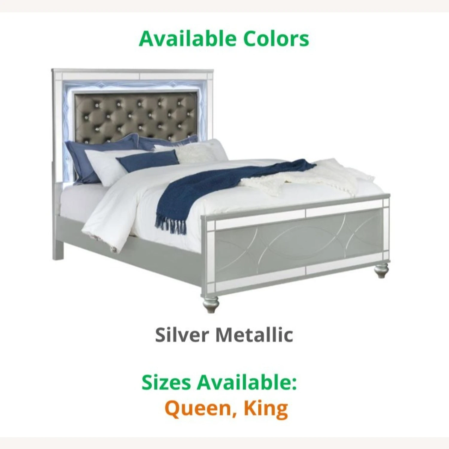 Other King Bed In Silver Metal & Metallic Leatherette 6 Other King Bed In Silver Metal & Metallic Leatherette - Image 4