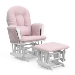 Pink Nursery Hoop Glider & Ottoman