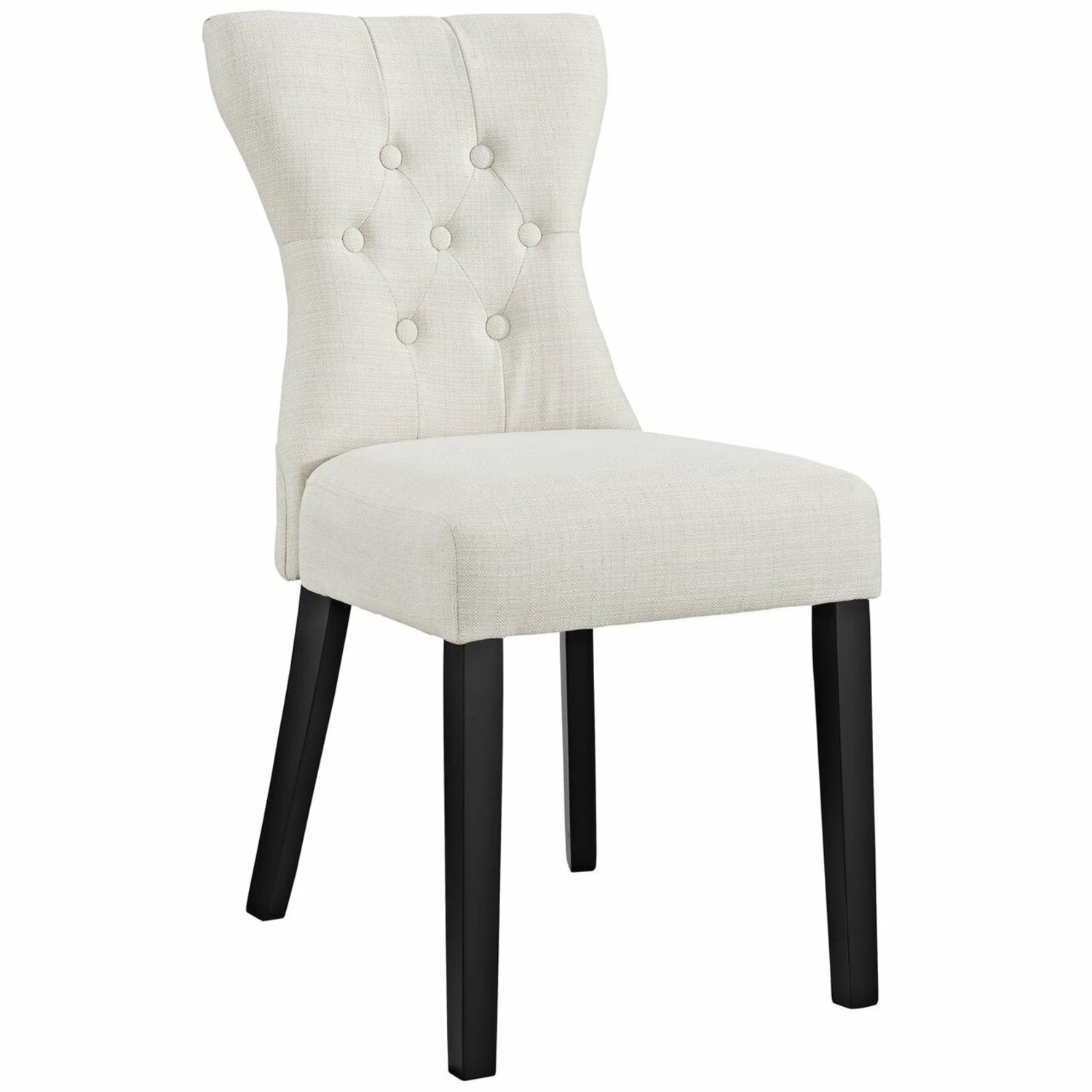 Other Modern Dining Chair In Beige Fabric &Hardwood Legs 6 Other Modern Dining Chair In Beige Fabric &Hardwood Legs - Image 4