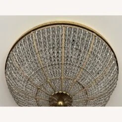 Basket Crystal Beaded And Brass Dome Flush Mount