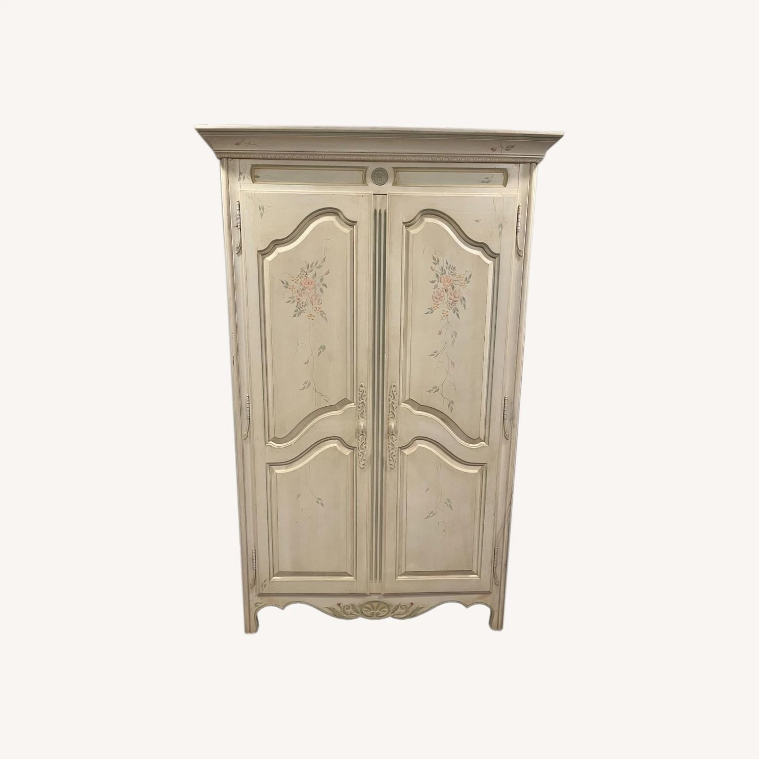 Ethan Allen French Country Painted Floral Armoire 8 Ethan Allen French Country Painted Floral Armoire - Image 6