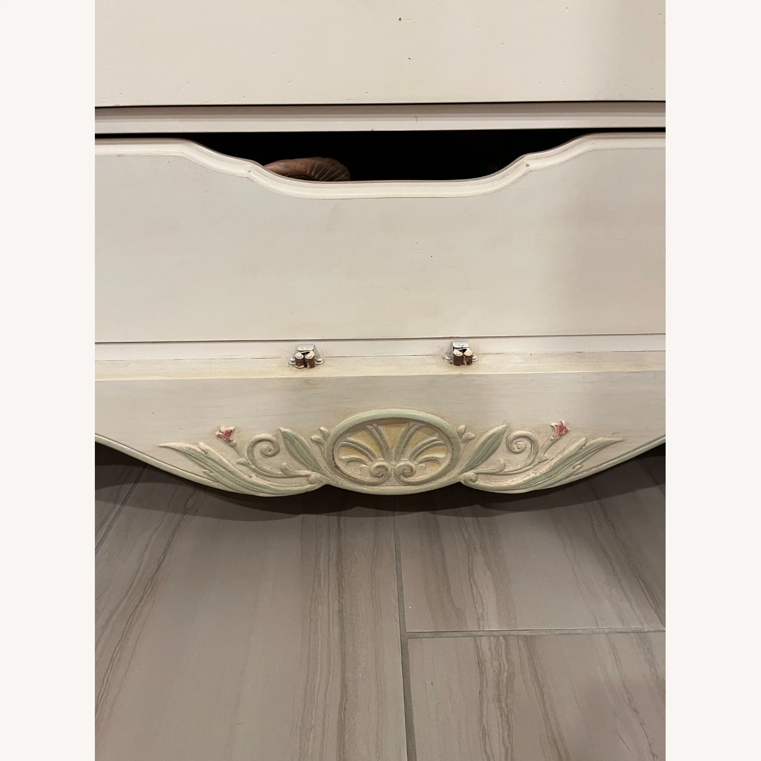 Ethan Allen French Country Painted Floral Armoire 13 Ethan Allen French Country Painted Floral Armoire - Image 11