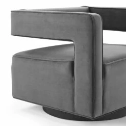 Other Retro Style Armchair In Gray Velvet Finish -Othe Furniture Shop 1500 1500 frame 0 9489