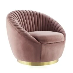 Other Armchair In Dusty Rose Velvet W/ Swivel Base