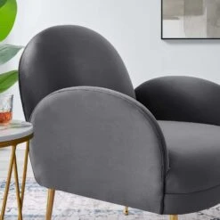 Other Gray Velvet Mid-Century Armchair