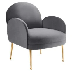 Other Gray Velvet Mid-Century Armchair -Othe Furniture Shop 1500 1500 frame 0 9533