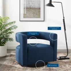 Other Swivel Armchair InMidnight Blue Velvet Performance -Othe Furniture Shop 1500 1500 frame 0 9545
