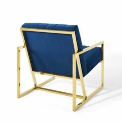 Other Armchair In Velvet Navy Fabric & Gold Frame Finish -Othe Furniture Shop 1500 1500 frame 0 9579