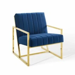 Other Armchair In Velvet Navy Fabric & Gold Frame Finish -Othe Furniture Shop 1500 1500 frame 0 9583