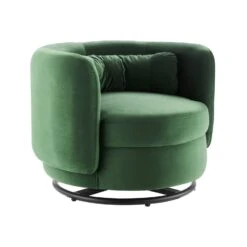Other Swivel Armchair In Emerald Velvet W/ Metal Base