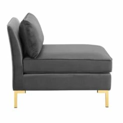 Other Armless Chair In Gray Velvet Fabric Upholstery -Othe Furniture Shop 1500 1500 frame 0 9625