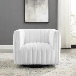 Other Glam Deco Armchair In White Velvet Upholstery -Othe Furniture Shop 1500 1500 frame 0 9632