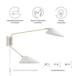 Other 2-Light Wall Sconce In White Shade W/ Swing Arms -Othe Furniture Shop 1500 1500 frame 0 968